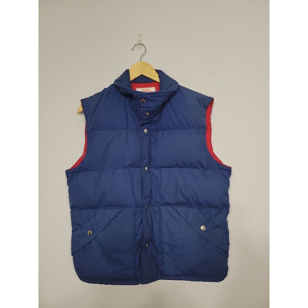 Sun Down Men's Down Vest Size Medium Blue High‎ Neck Vintage